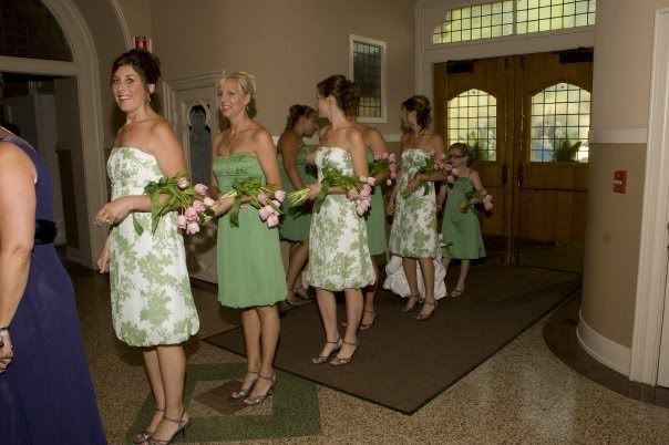 white and green wedding dress