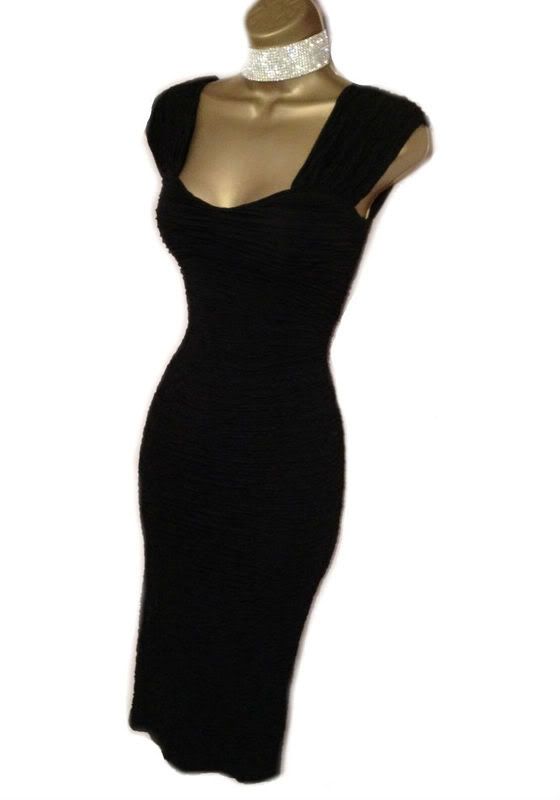 ... Sexy River Island Long Black BodyCon Pencil Wiggle Dress UK 8