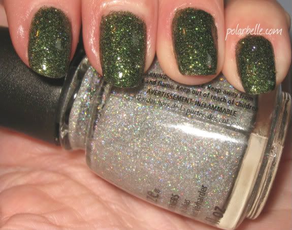 China Glaze, Glistening Snow, Nail Polish,glitter, Winter holly, swatch