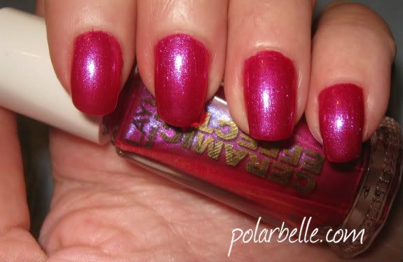 Layla Cosmetics, nail polish, Ceramic Effect, Color Changing Cherry, swatch