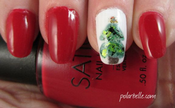 Sation I Love Yule nail polish, Holiday nail art, manicure, Christmas tree nails