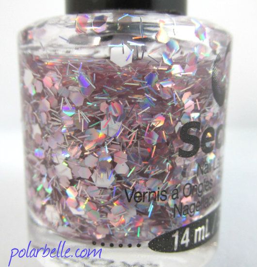 Seche Collage Overlay Top Coat, nail polish, pink bar glitter, white hex glitter