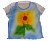 Sunflower on Blue Hand-painted YPS Infant or Toddler Ruffle Shirt