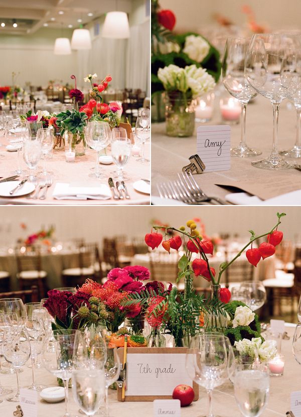 mixed red flowers wedding