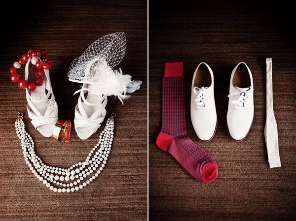 red and white wedding accessories