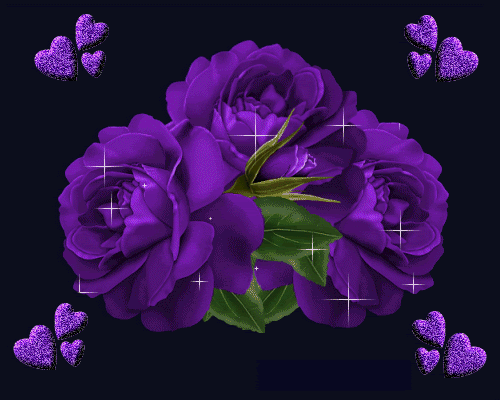 PURPLE FLOWERS AND HEARTS