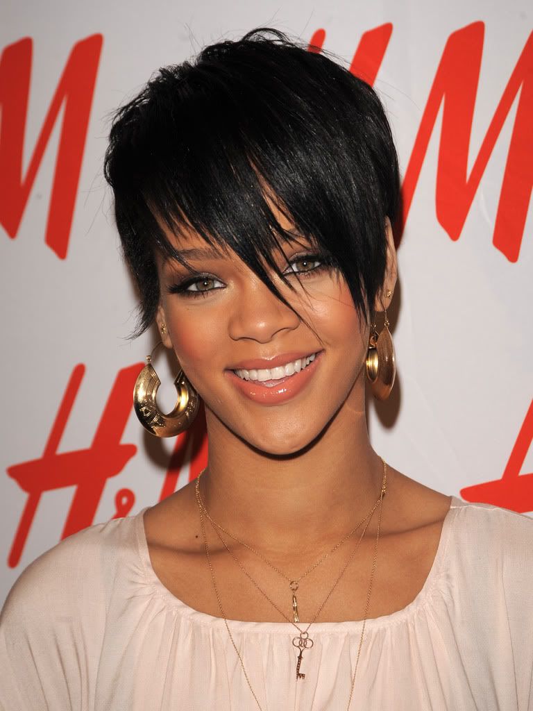 Rihanna black short layered haircuts