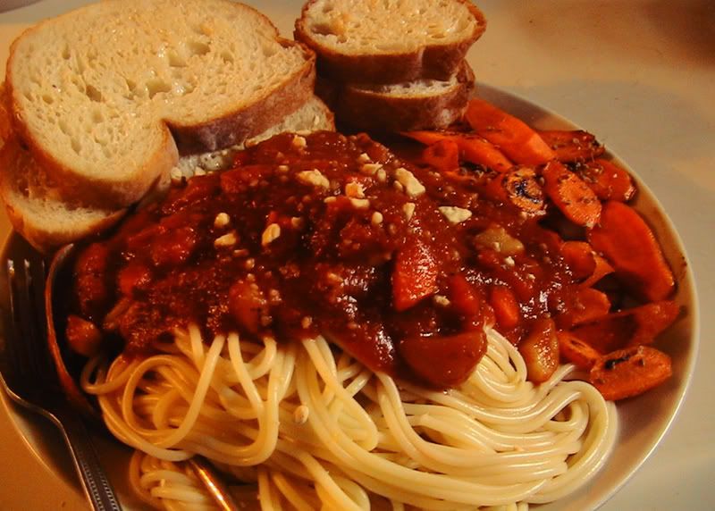 spaghetti with meatless tomato sauce