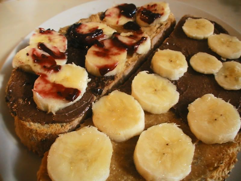 banana, jam, chocolate, peanut butter